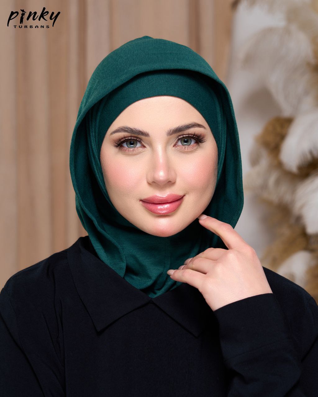 طباقية هودي حجاب قطن من Pinky Turbans – قطعتان متصلتان PKY-27-4
