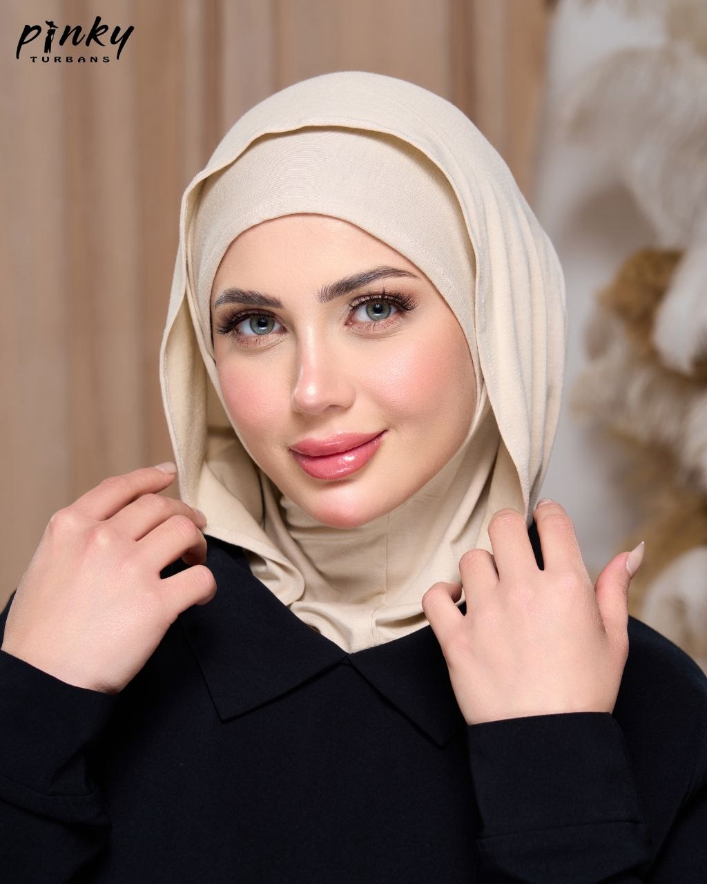 طباقية هودي حجاب قطن من Pinky Turbans – قطعتان متصلتان PKY-27-5