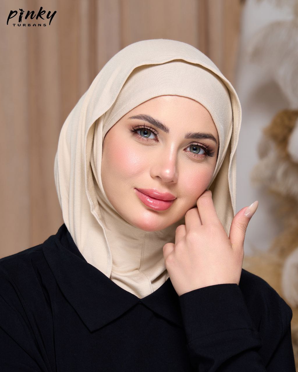 طباقية هودي حجاب قطن من Pinky Turbans – قطعتان متصلتان PKY-27-5