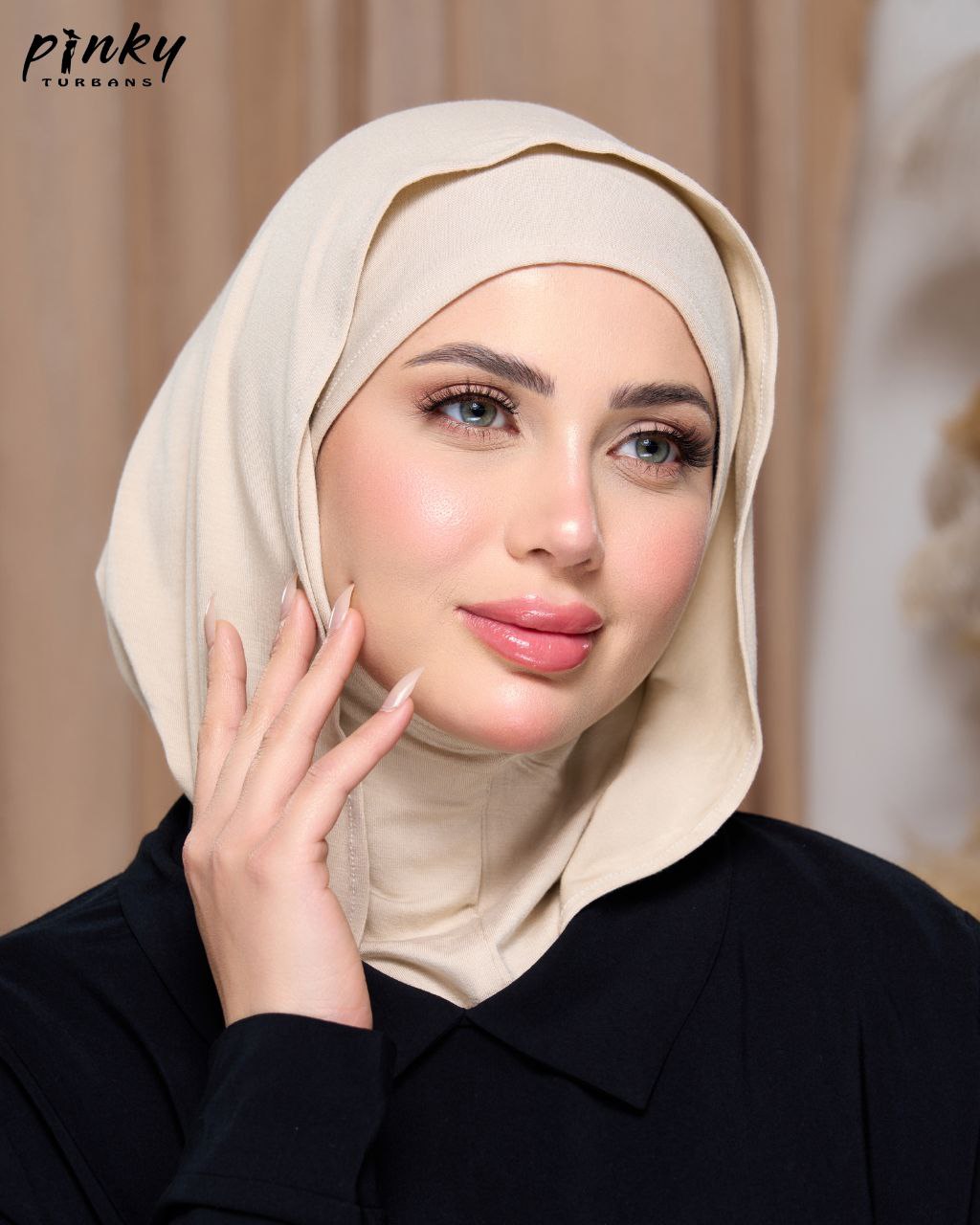 طباقية هودي حجاب قطن من Pinky Turbans – قطعتان متصلتان PKY-27-5