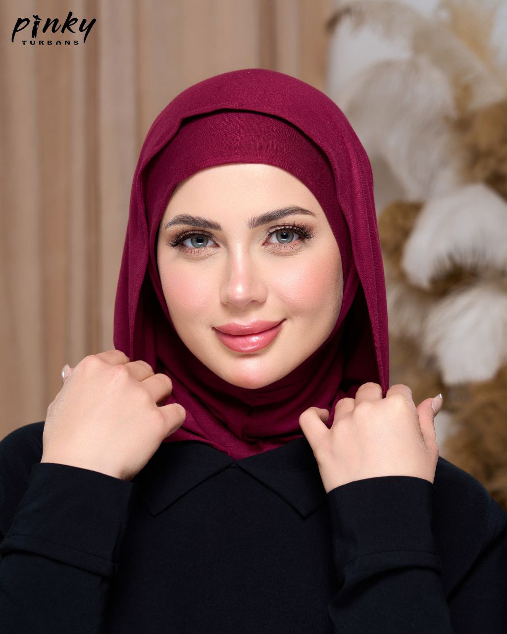 طباقية هودي حجاب قطن من Pinky Turbans – قطعتان متصلتان PKY-27-7