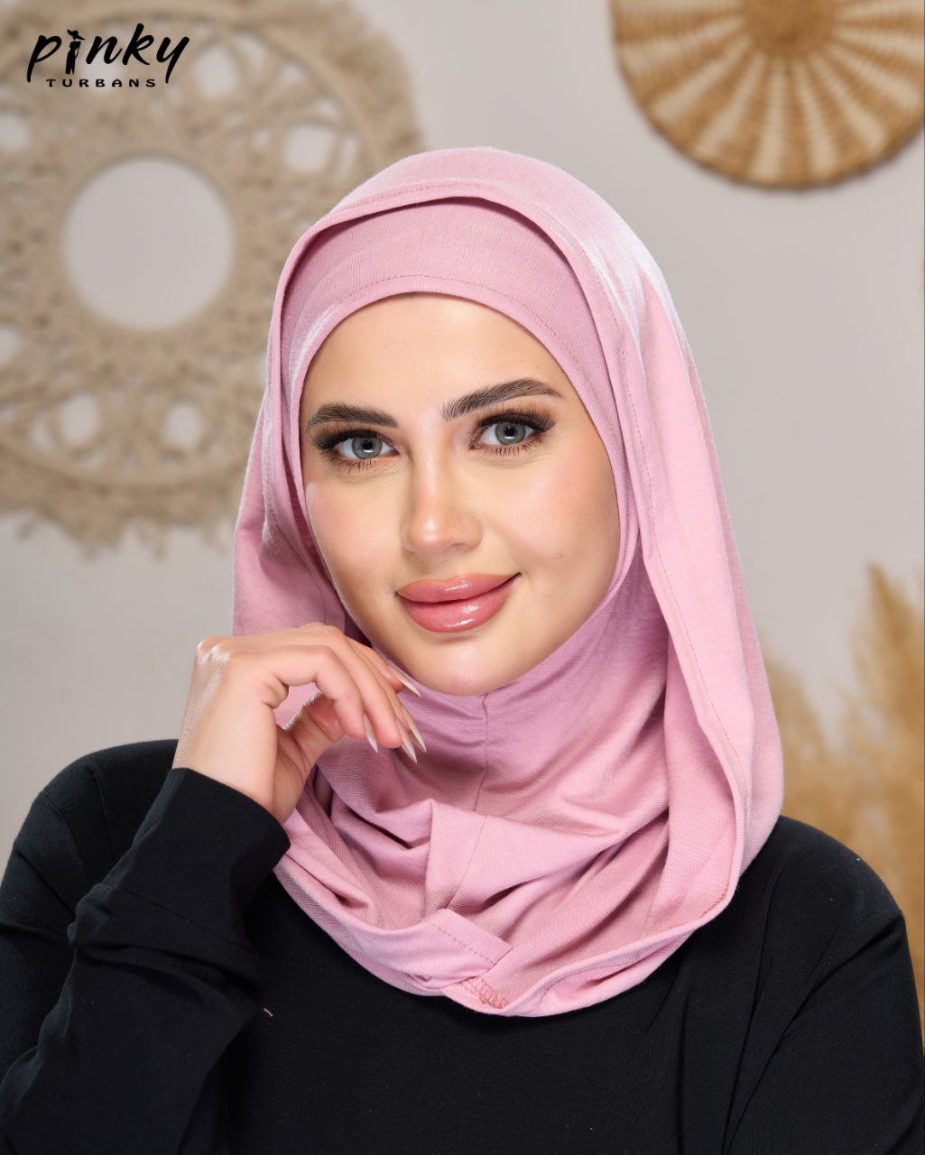 طباقية هودي حجاب قطن من Pinky Turbans – قطعتان متصلتان PKY-27-9