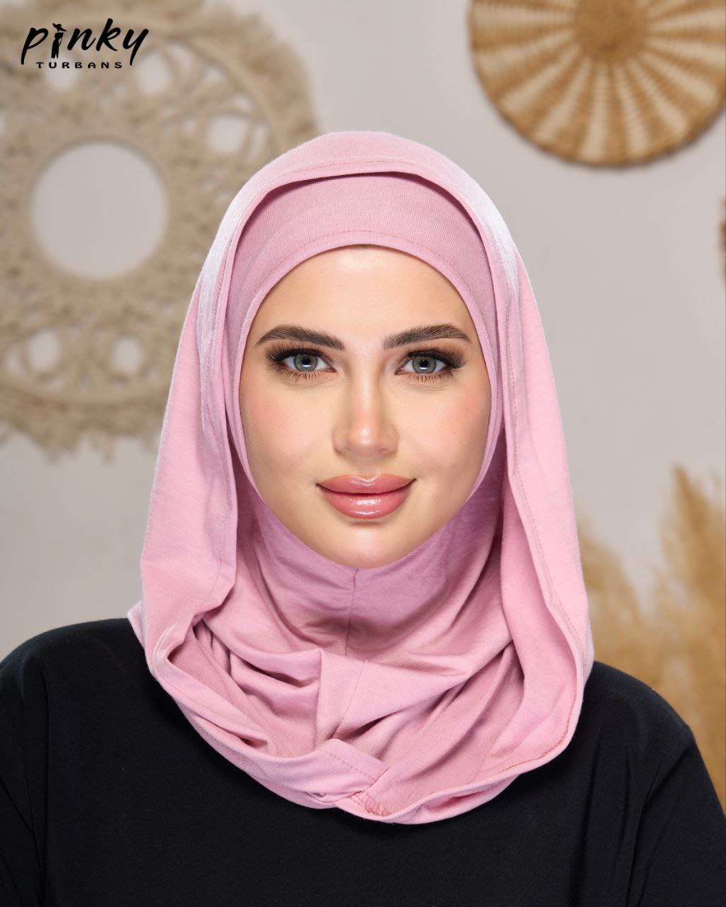 طباقية هودي حجاب قطن من Pinky Turbans – قطعتان متصلتان PKY-27-9