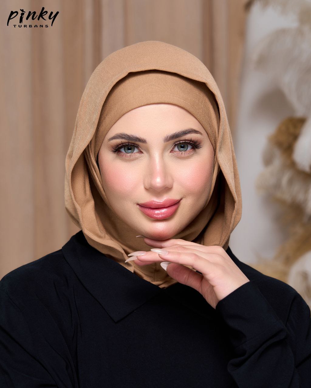 طباقية هودي حجاب قطن من Pinky Turbans – قطعتان متصلتان PKY-27-10