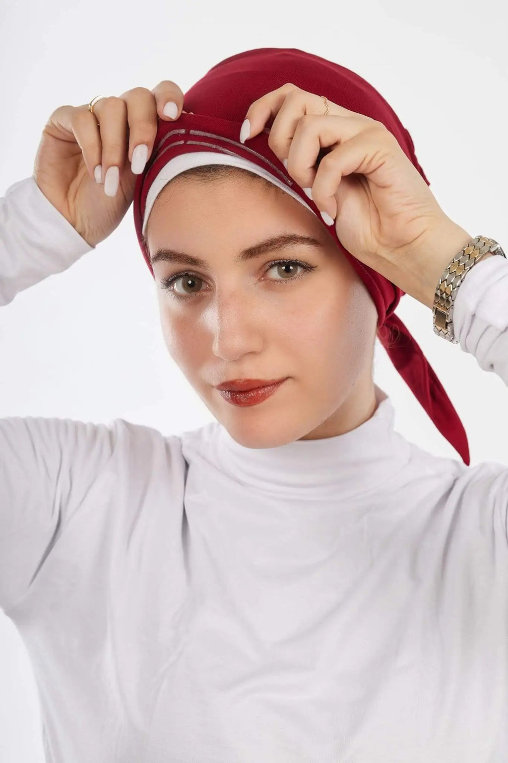 البونيه التركي القطني بشرائط سيليكون مانعة للانزلاق من جميلة – 95% قطن و5% ليكرا  كود 3027-6