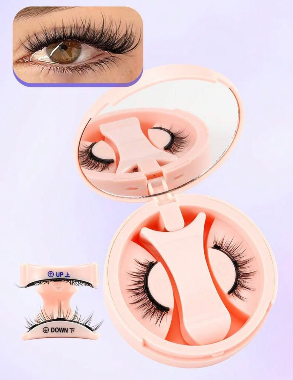طقم رموش مغناطيسية CC Curl زوج واحد مع أداة تركيب ومرآة مدمجة – بدون غراء، قابلة لإعادة الاستخدام، مظهر طبيعي ثلاثي الأبعاد  Y1106