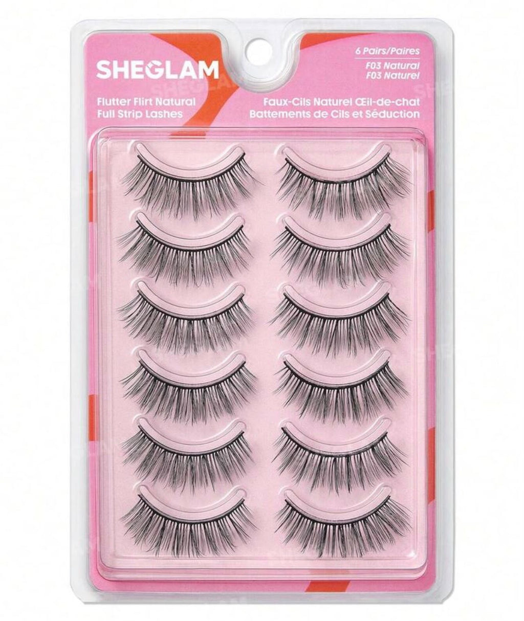 رموش SHEGLAM Flutter Flirt شريط كامل بإطلالة طبيعية – 6 أزواج Y1116