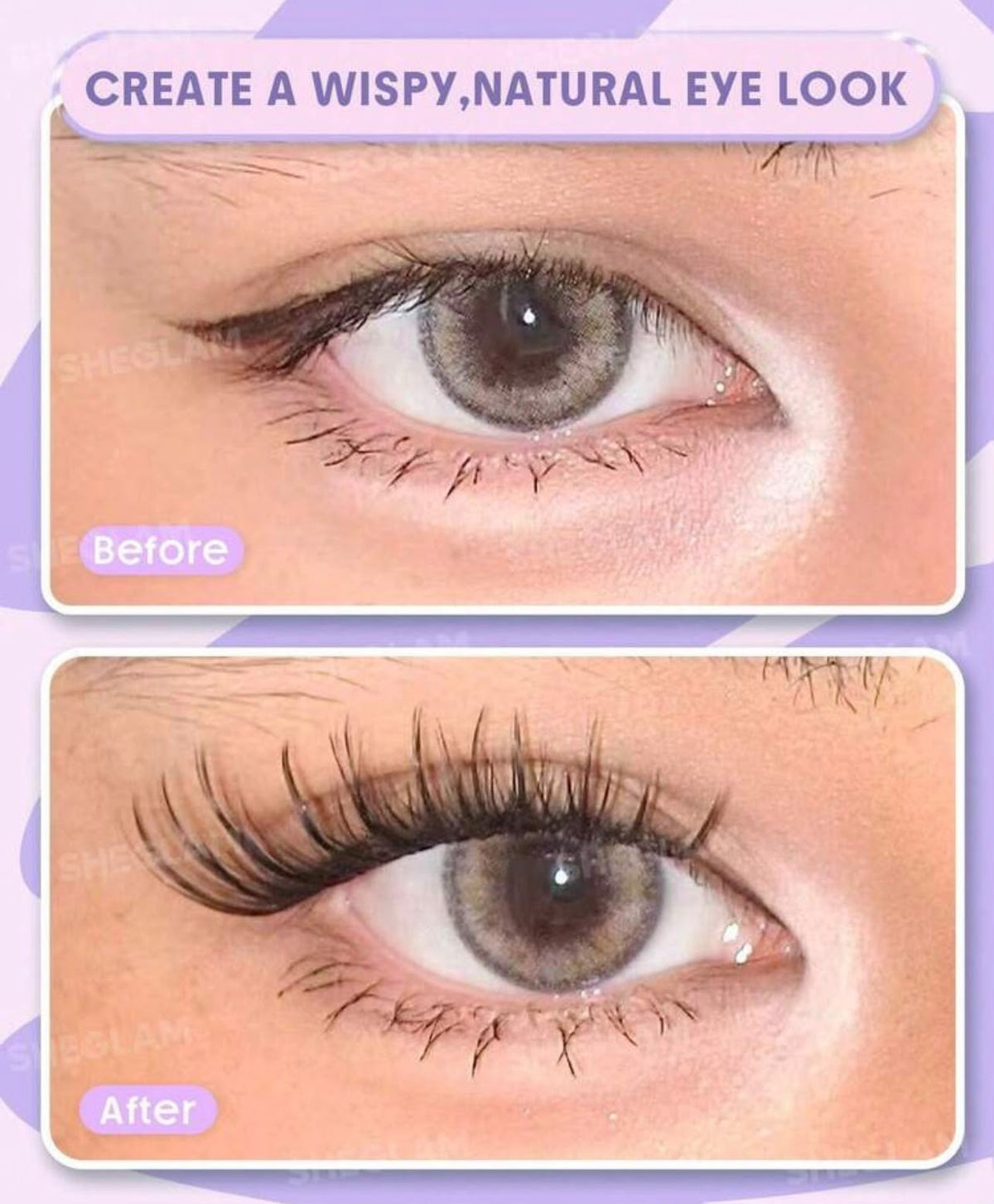 رموش SHEGLAM Blink Behavior Feather Wispy خفيفة ومتدرجة – 100 عنقود بأطوال 8–16 مم Y1118
