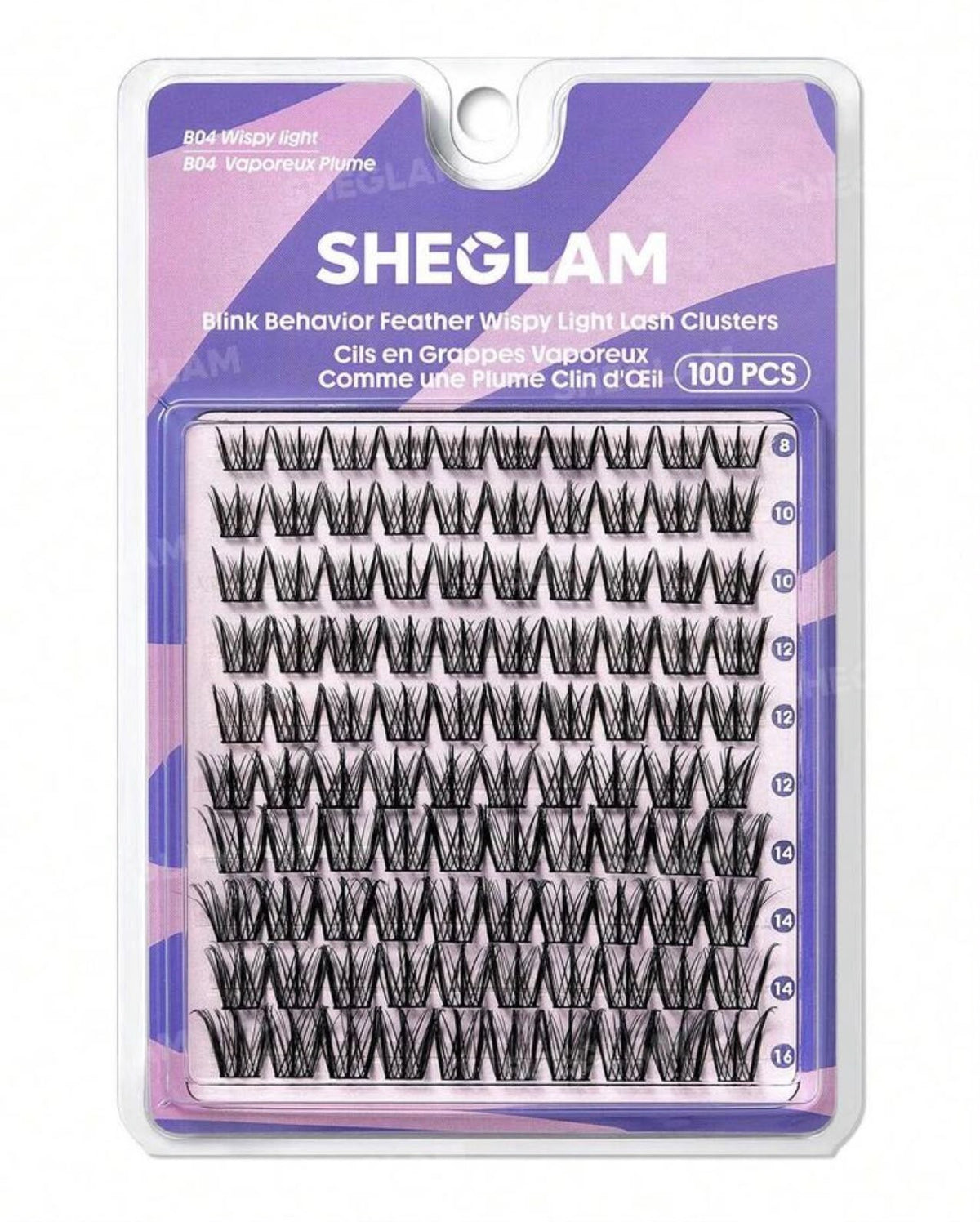رموش SHEGLAM Blink Behavior Feather Wispy خفيفة ومتدرجة – 100 عنقود بأطوال 8–16 مم Y1118