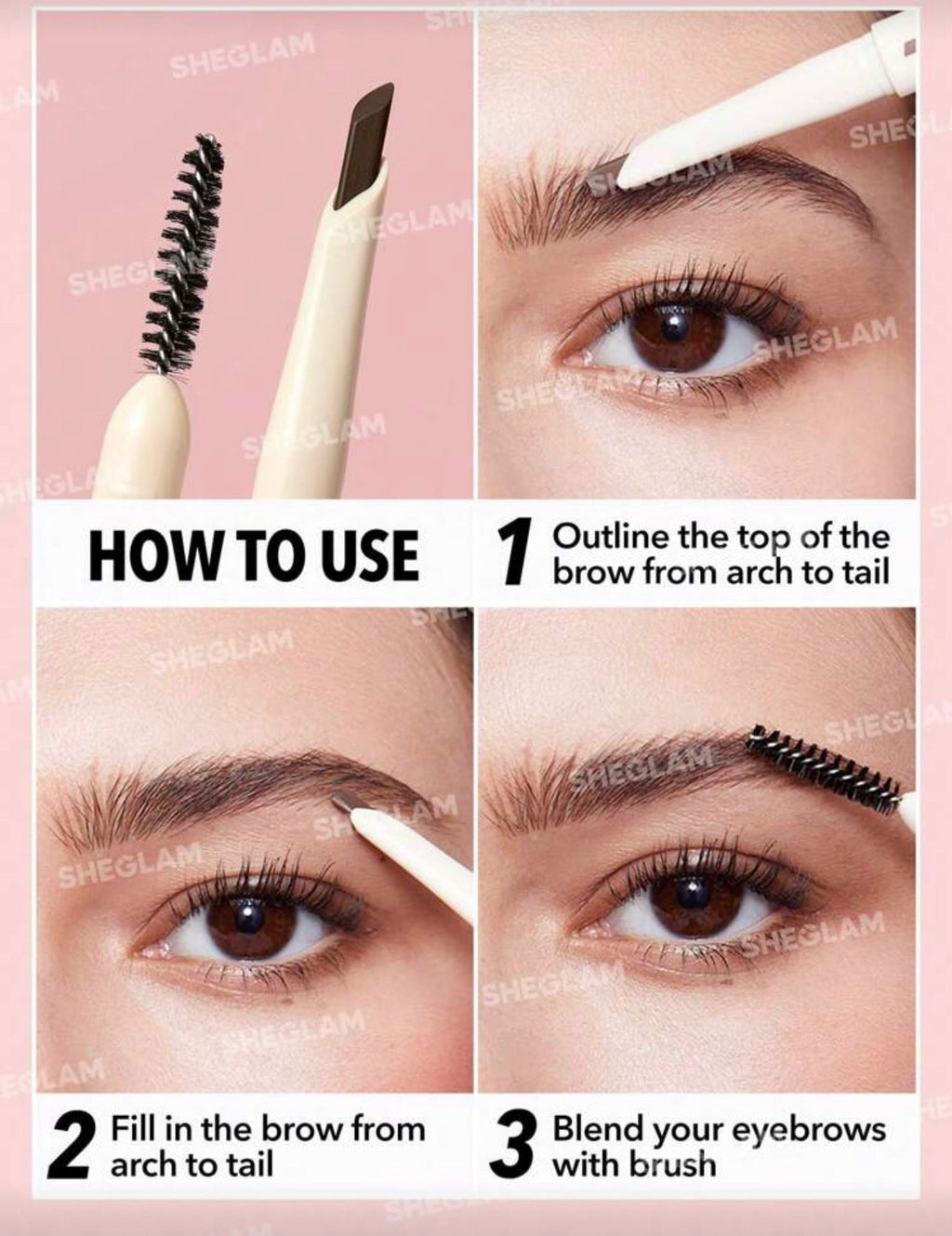 قلم حواجب SHEGLAM أوتوماتيكي مقاوم للماء – لون إسبريسو، ثبات طويل وتحديد طبيعي