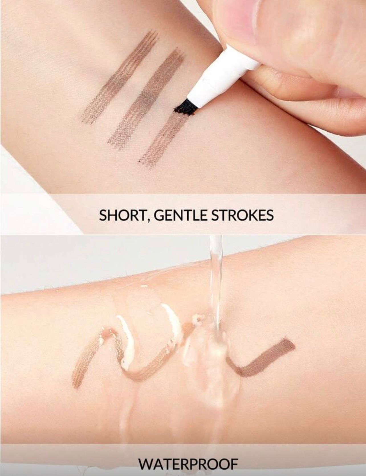 قلم حواجب سائل SHEGLAM Feather Better – بني متوسط، مقاوم للماء والتلطخ