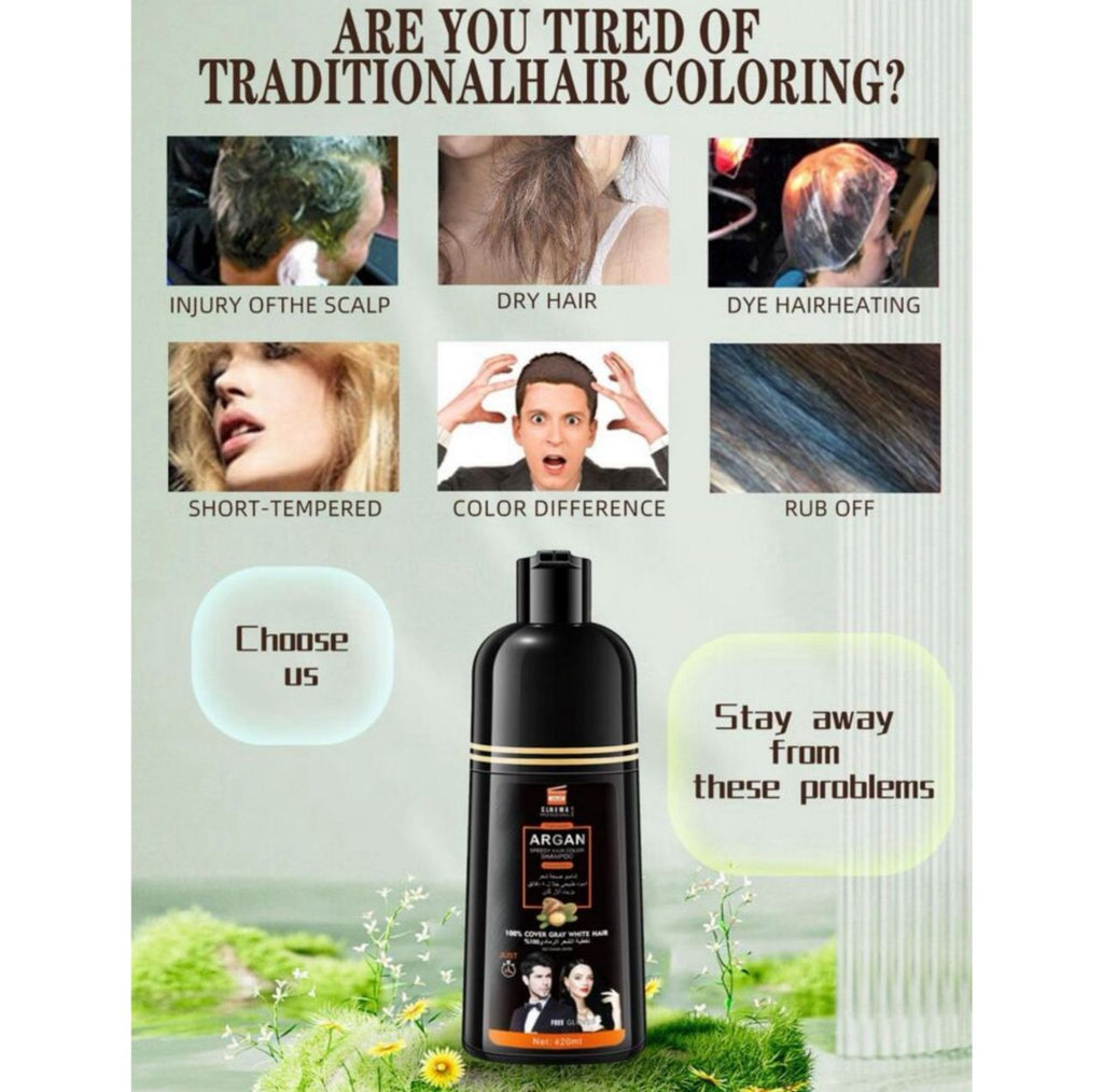 شامبو صبغة شعر بزيت الارجان اسود فى 10 دقائق
