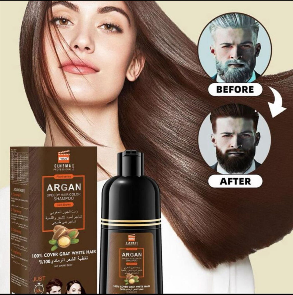 شامبو صبغة شعر بزيت الارجان بنى غامق فى 20 دقائق