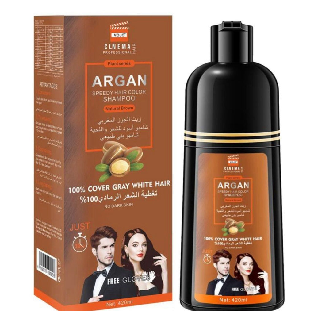 شامبو صبغة شعر بزيت الارجان بنى طبيعى فى 20 دقائق