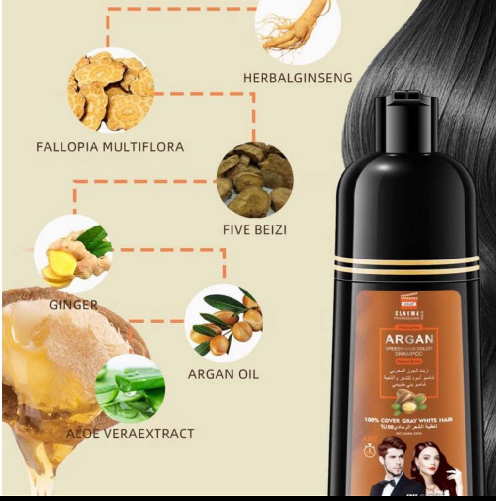 شامبو صبغة شعر بزيت الارجان بنى طبيعى فى 20 دقائق