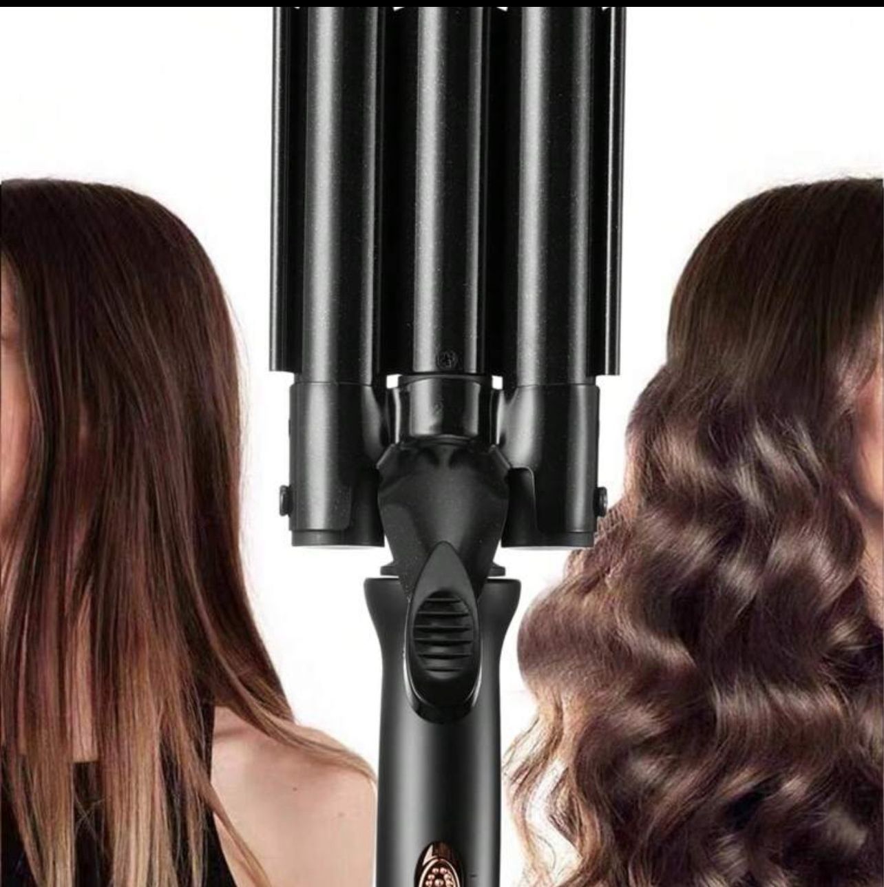 مكواة الشعر الثلاثية أسود قابلة للطي لتسريحات كيرلي ساحرة وجذابة