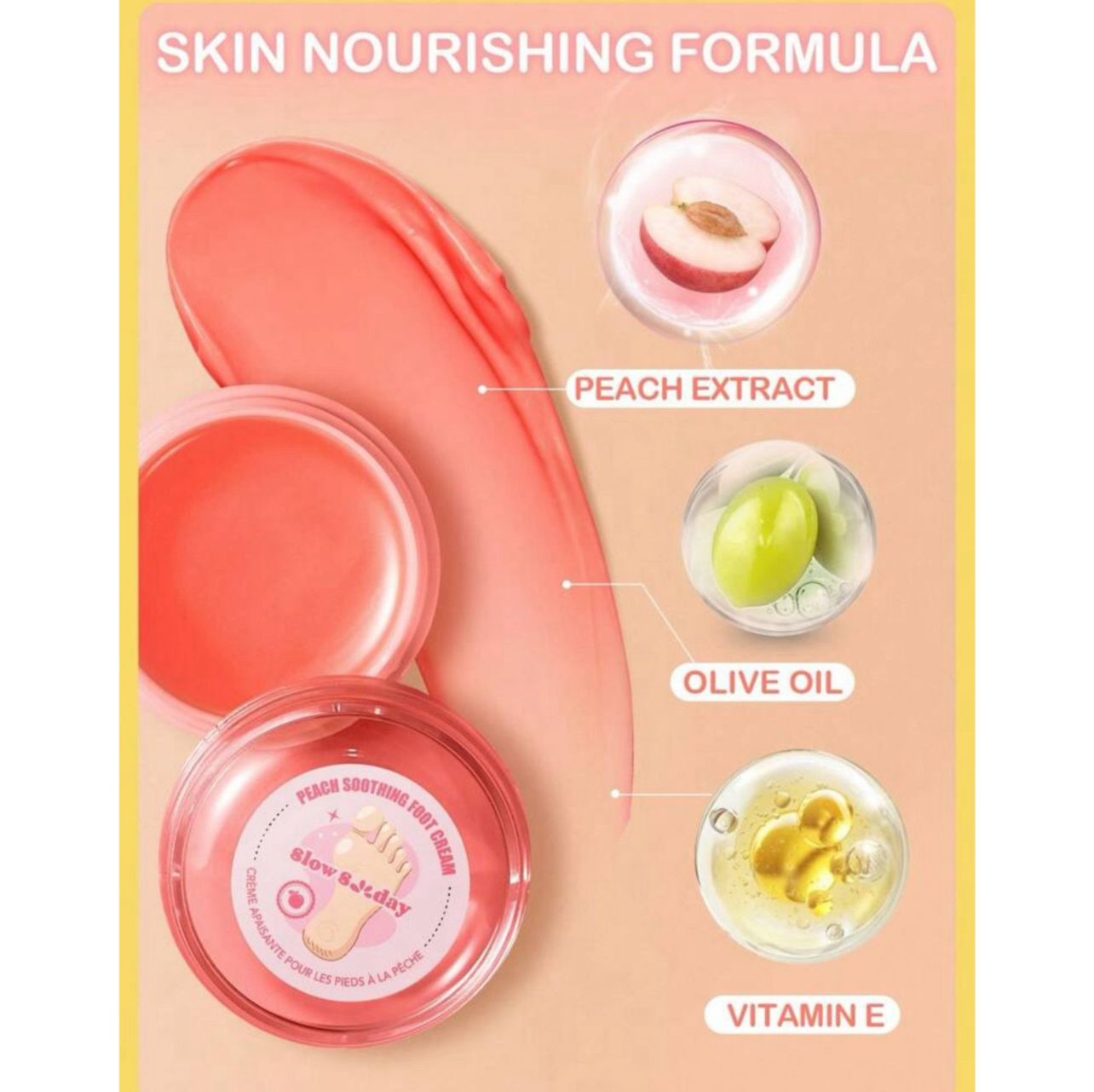 كريم ترطيب وتهدئة للقدمين بخلاصة الخوخ من SlowSunday – نعومة وانتعاش يدومان