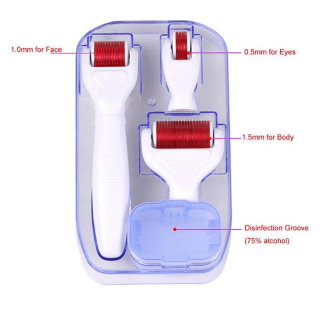 مجموعة ديرما رولر 4 في 1 للعناية بالبشرة - تجديد البشرة وتحفيز الكولاجين