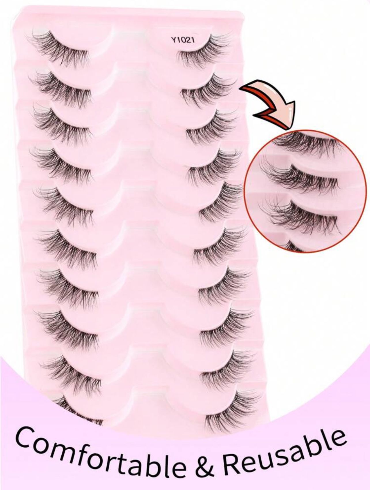 رموش طرفيه خفيفه الوزن 10 أزواج Y1021