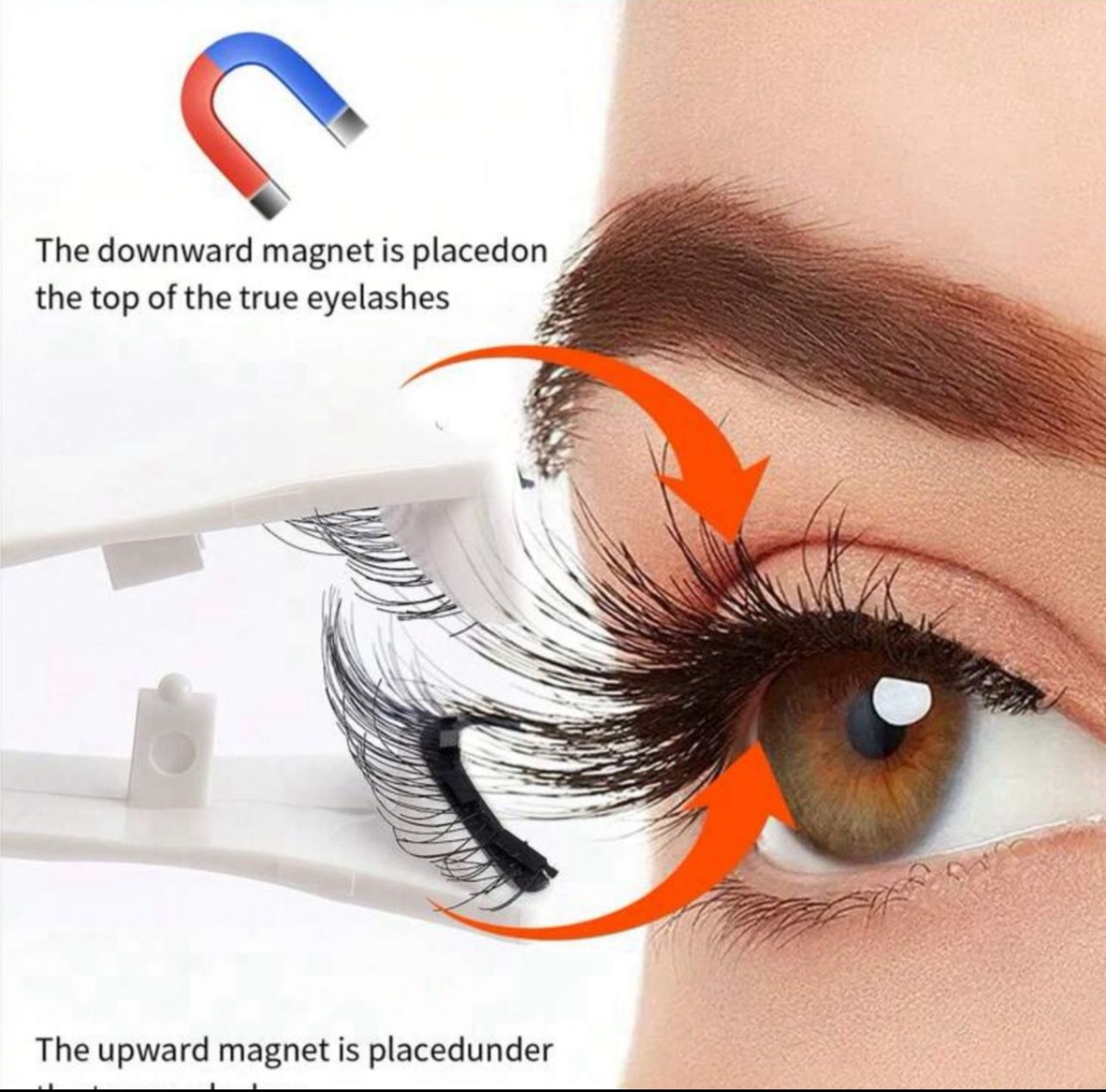 رموش مغناطيسية طبيعية ثلاثية الأبعاد 8 قطع قابلة لإعادة الاستخدام مع ملقط Y1034