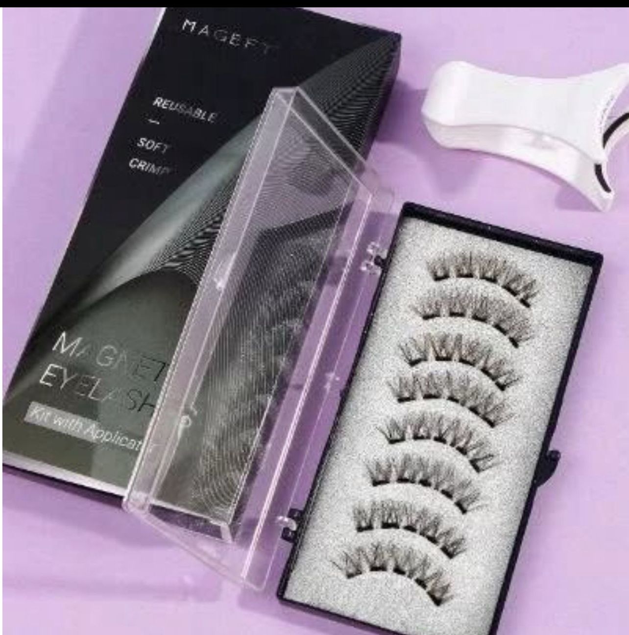 رموش مغناطيسية طبيعية ثلاثية الأبعاد 8 قطع قابلة لإعادة الاستخدام مع ملقط