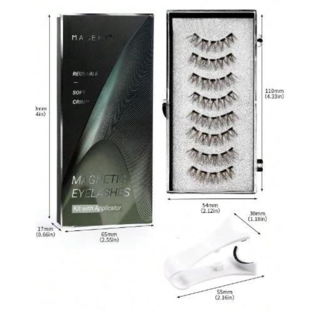 رموش مغناطيسية طبيعية ثلاثية الأبعاد 8 قطع قابلة لإعادة الاستخدام مع ملقط