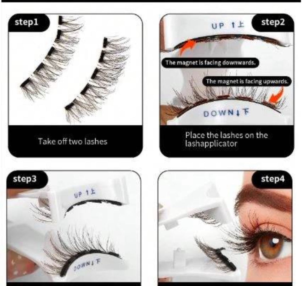 رموش مغناطيسية طبيعية ثلاثية الأبعاد 8 قطع قابلة لإعادة الاستخدام مع ملقط