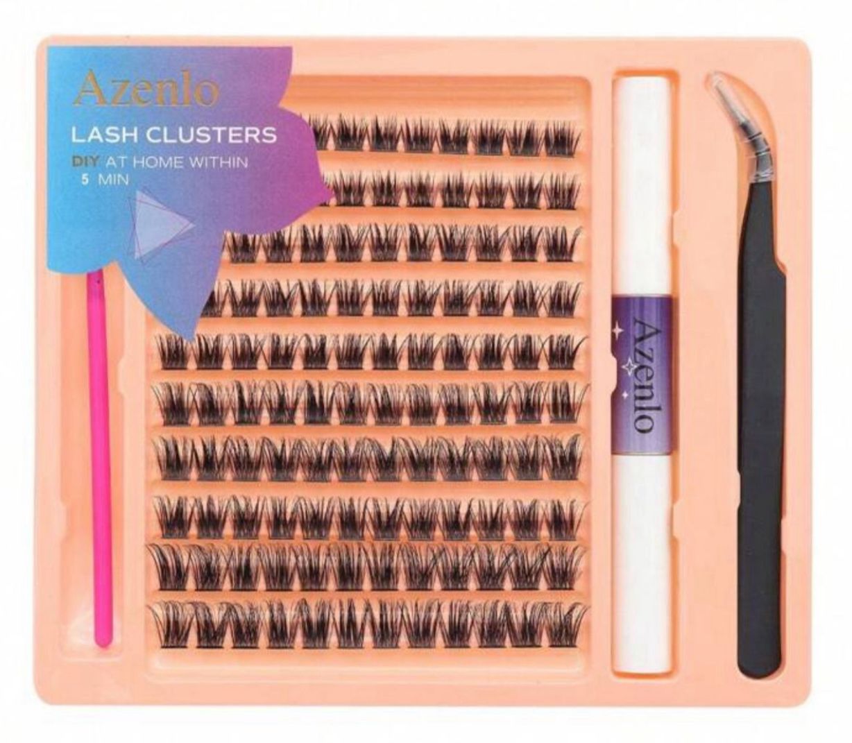 رموش أسبوعية متكاملة – تدوم تقريبًا أسبوعًا مع صمغ وملقط وفرشاة