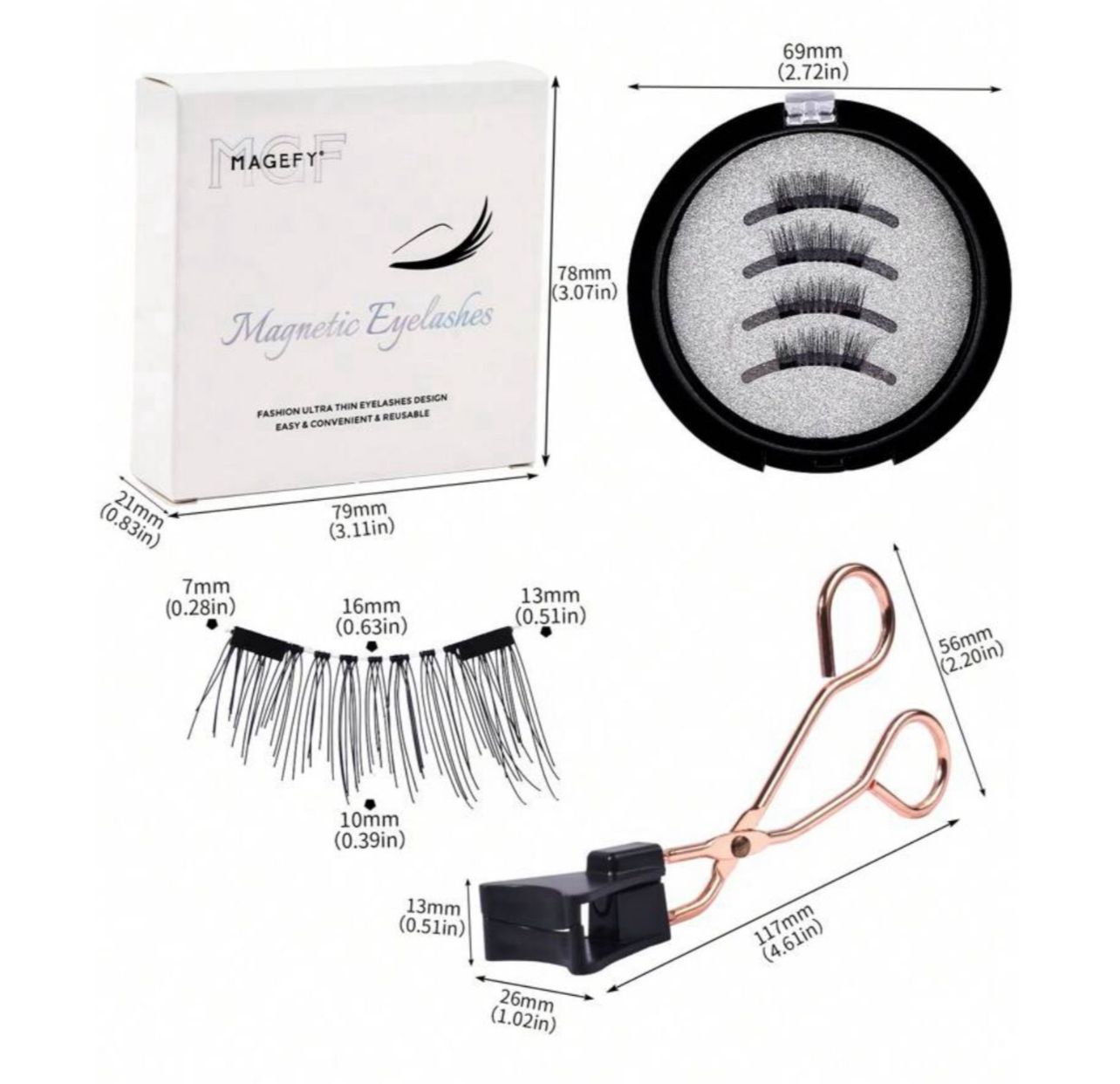 زوج من رموش جواريًا المغناطيسية الطبيعية القابلة لإعادة الاستخدام مع أداة تطبيق Y1032