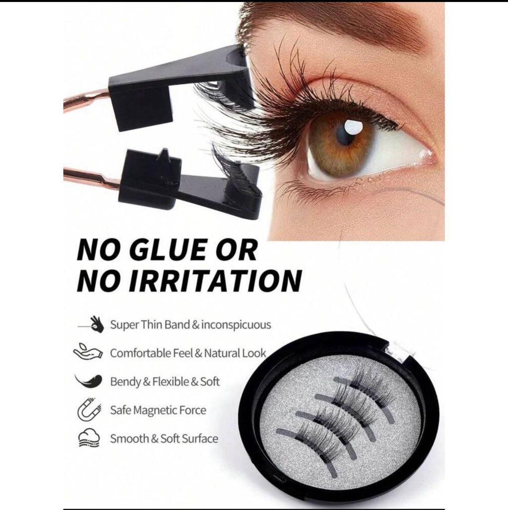 زوج من رموش جواريًا المغناطيسية الطبيعية القابلة لإعادة الاستخدام مع أداة تطبيق Y1032