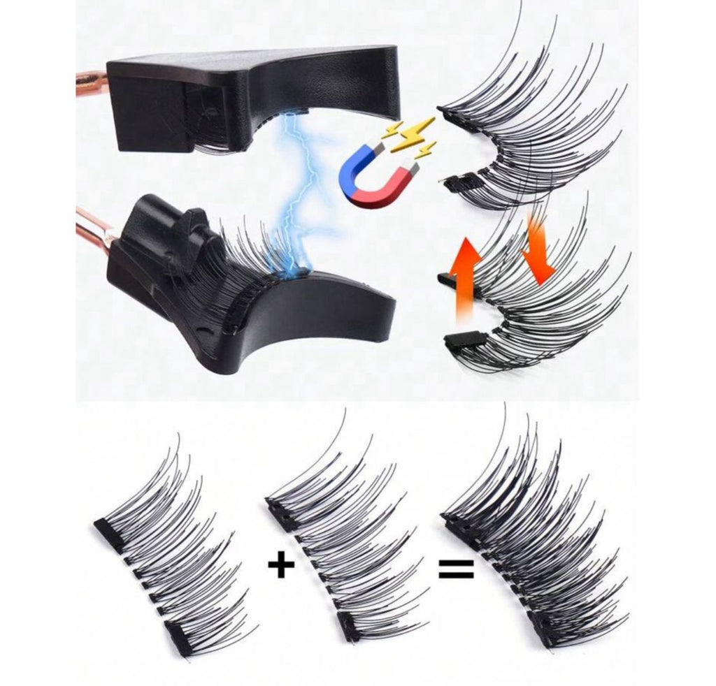 زوج من رموش جواريًا المغناطيسية الطبيعية القابلة لإعادة الاستخدام مع أداة تطبيق Y1032