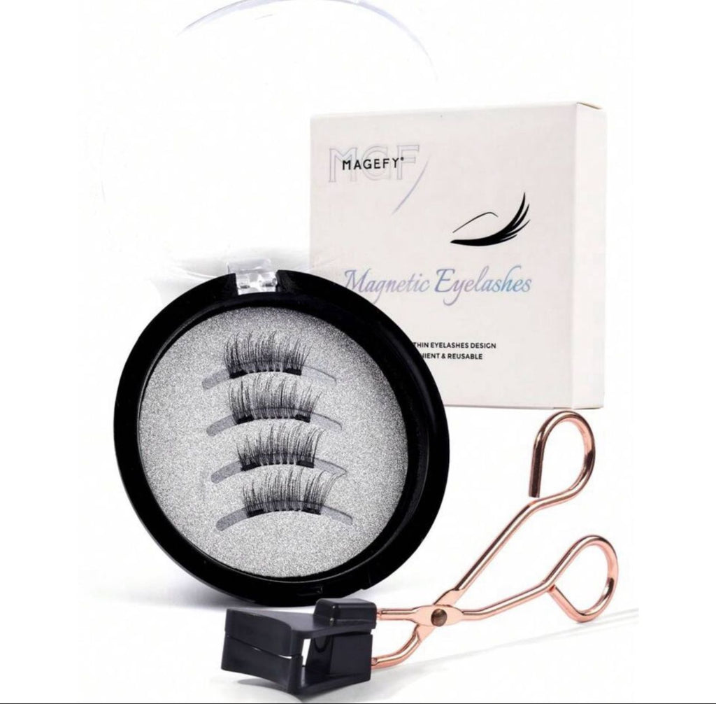 زوج من رموش جواريًا المغناطيسية الطبيعية القابلة لإعادة الاستخدام مع أداة تطبيق Y1032