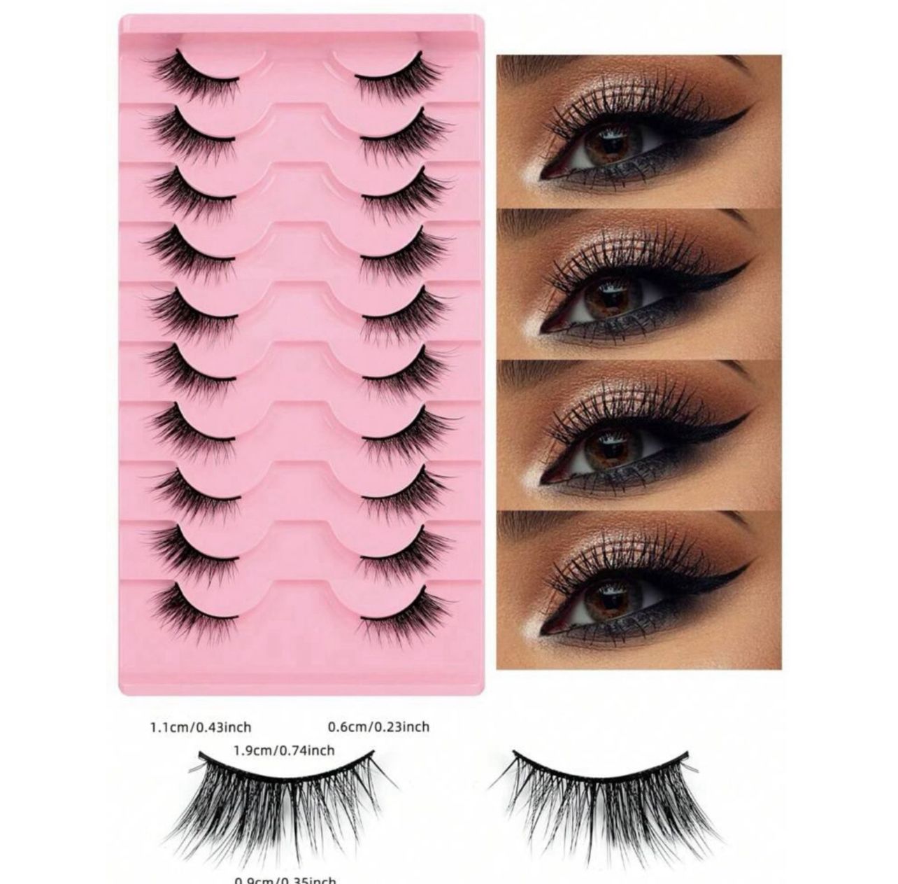 رموش فوكسي نصفية لمظهر طبيعي وناعم 10 أزواج Y1040