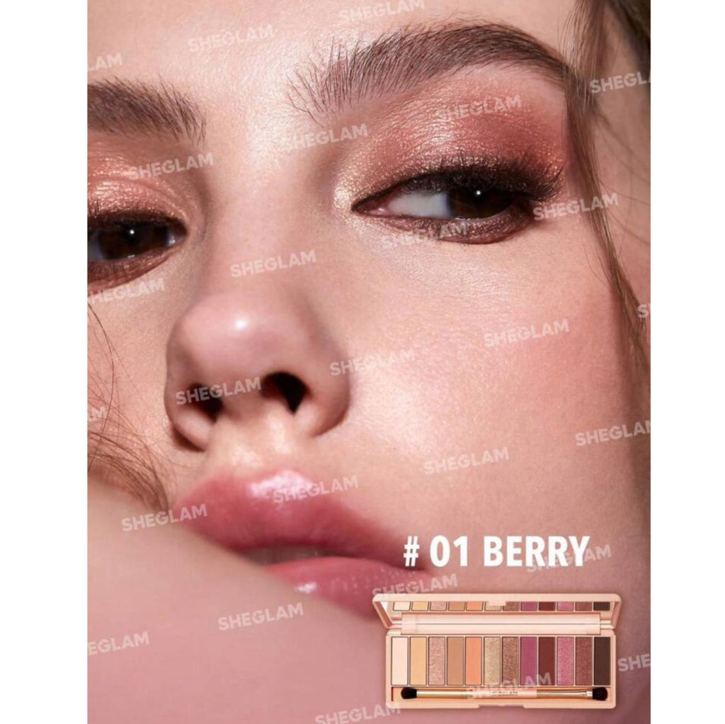 مجموعة ظلال عيون مات 12 لون من شيقلام - باليت لؤلؤي لامع ناعم القوام (بيرى )