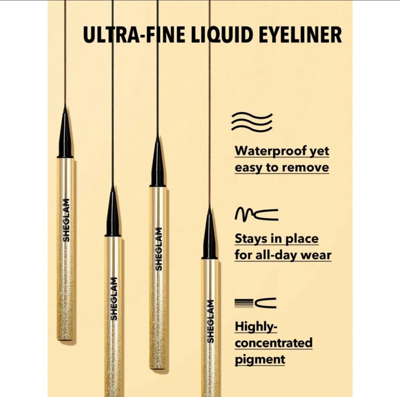 قلم ايلاينر لتحديد العيون السائل مضاد للماء باللون الأسود من شيقلام