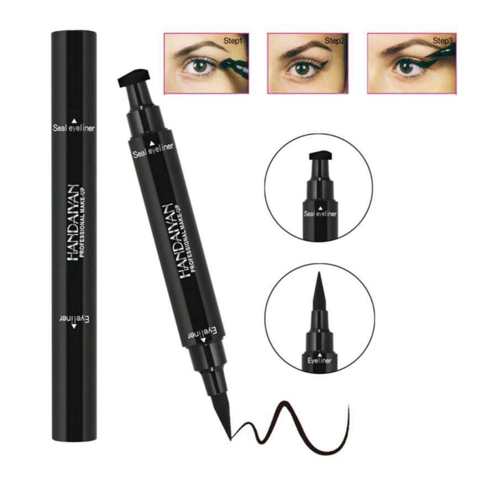 قلم تحديد عيون مزدوج الرأس - أسود، كحل سائل يدوم طويلاً