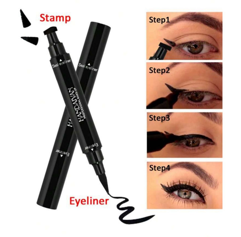 قلم تحديد عيون مزدوج الرأس - أسود، كحل سائل يدوم طويلاً