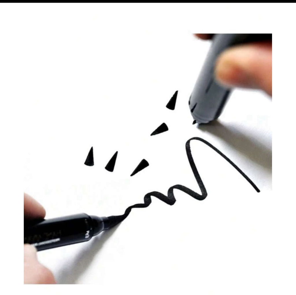 قلم تحديد عيون مزدوج الرأس - أسود، كحل سائل يدوم طويلاً