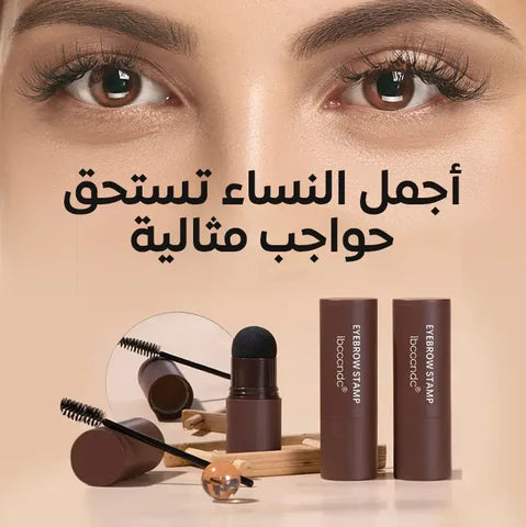 مجموعة بودرة حواجب بني طبيعي + قالب + ختم حواجب #2