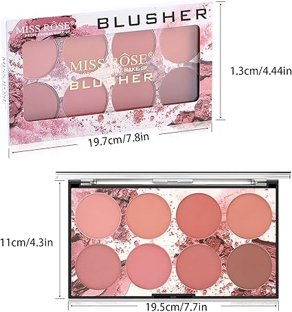 بودرة خدود MISS ROSE اللامعة 8 درجات لونية ساحرة