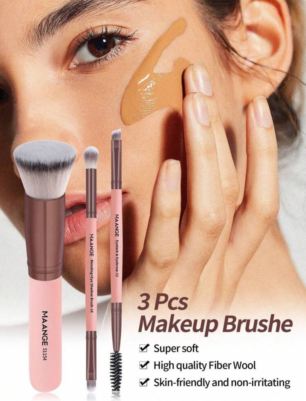 طقم فرشاة وجه احترافية 3 قطع MAANGE