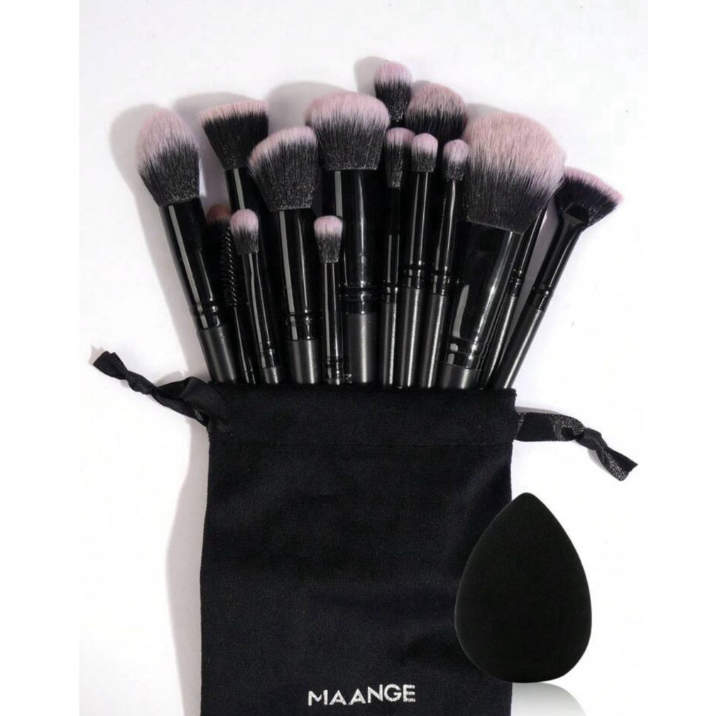مجموعة فرش مكياج MAANGE الاحترافية – 20 أداة لجمالك الكامل! أسود code no 351