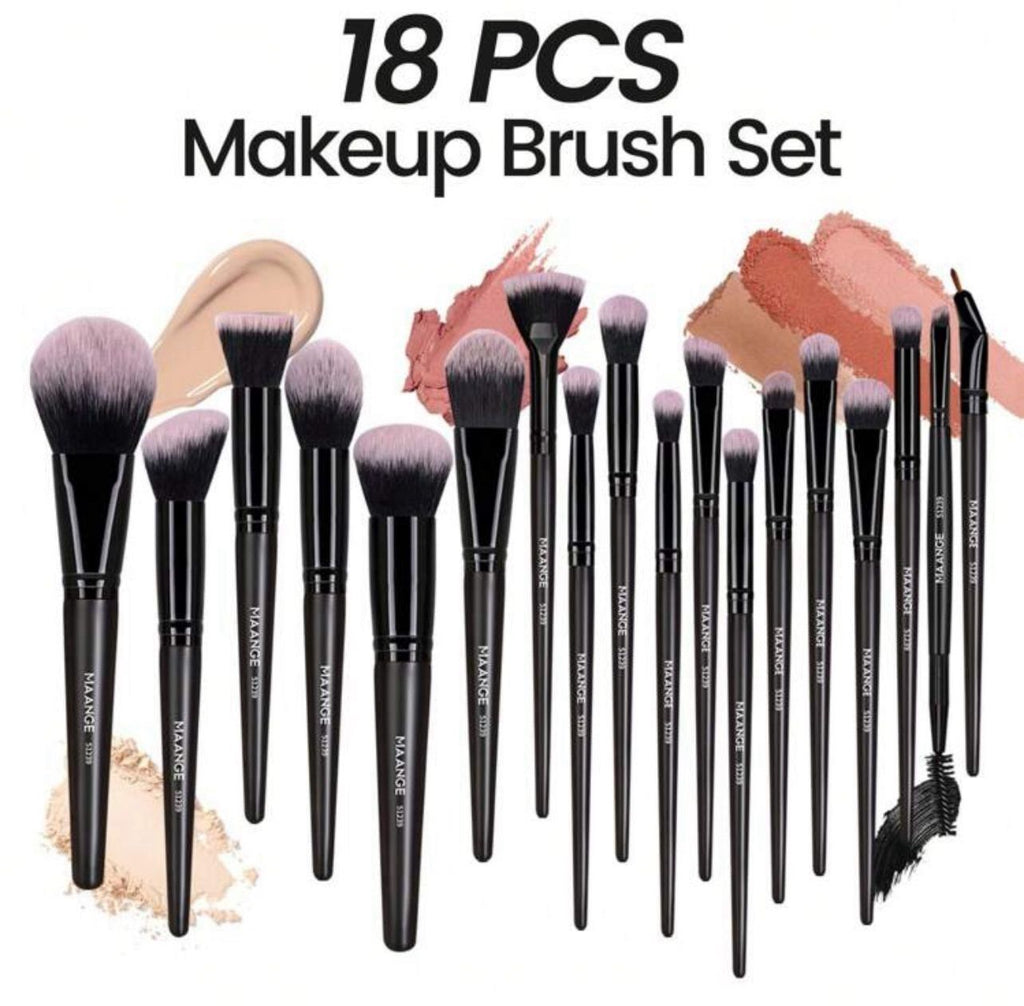 مجموعة فرش مكياج MAANGE الاحترافية – 20 أداة لجمالك الكامل! أسود code no 351