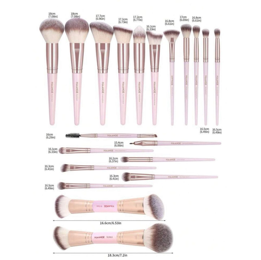 مجموعة فرش مكياج MAANGE 20 قطعة مع حقيبة تخزين مخملية - فرش ناعمة للاستخدام اليومي والسفر code no 350