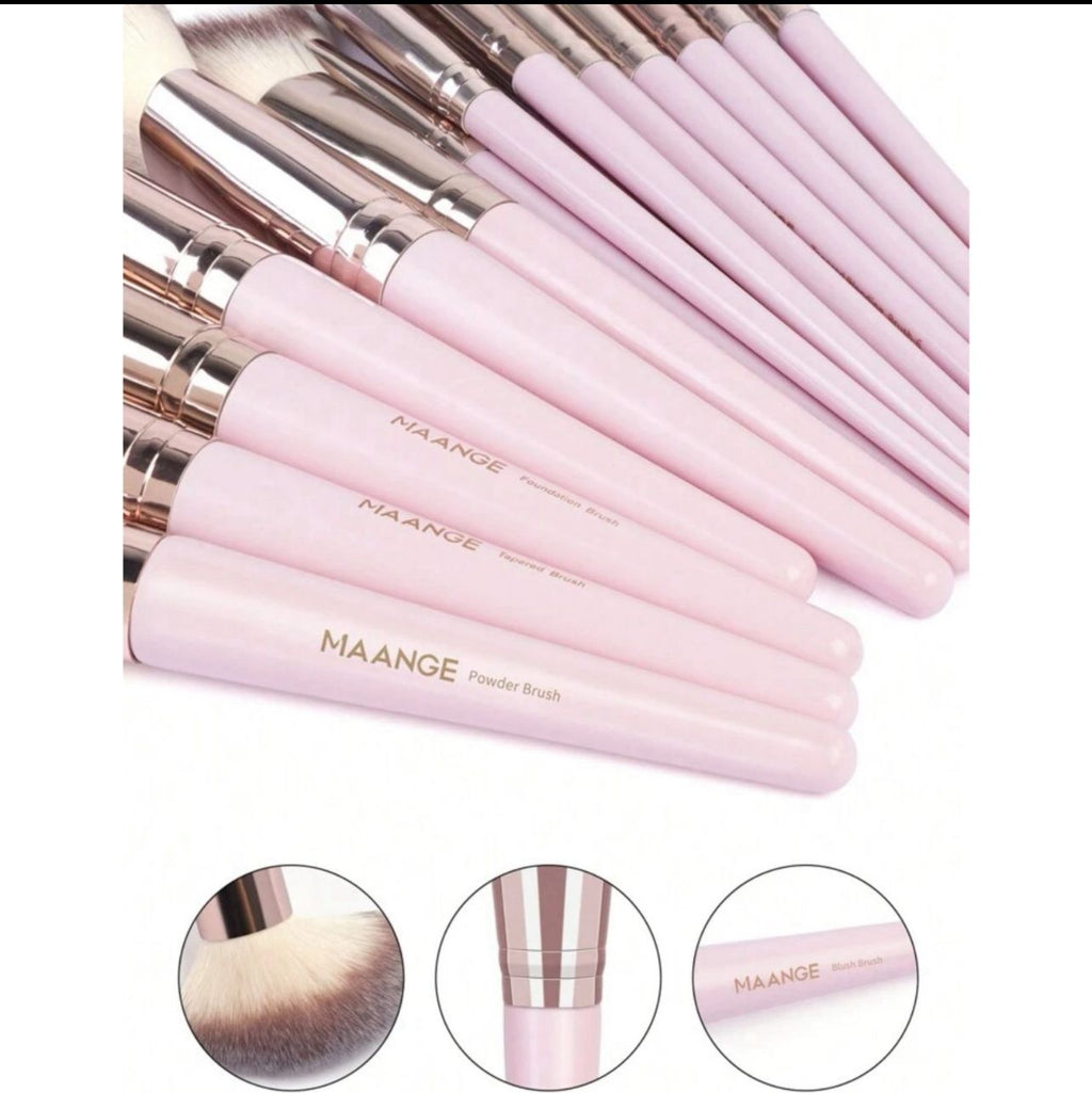 مجموعة فرش مكياج MAANGE 20 قطعة مع حقيبة تخزين مخملية - فرش ناعمة للاستخدام اليومي والسفر code no 350