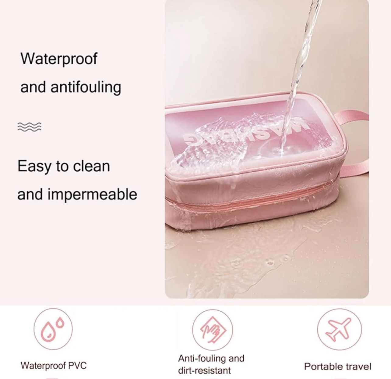 حقيبة تخزين وتنظيم المكياج النسائية – تصميم عملي وأنيق بينك