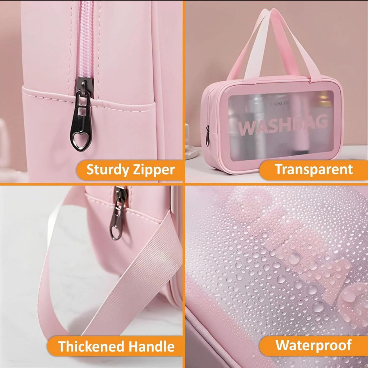 حقيبة تخزين وتنظيم المكياج النسائية – تصميم عملي وأنيق بينك