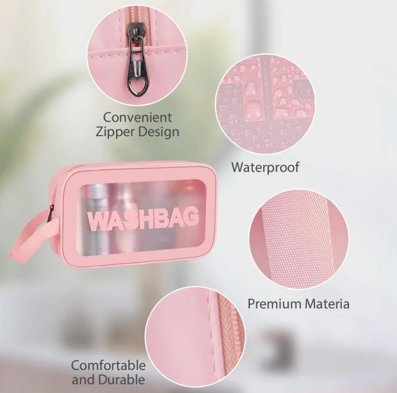 حقيبة تخزين وتنظيم المكياج النسائية – تصميم عملي وأنيق بينك