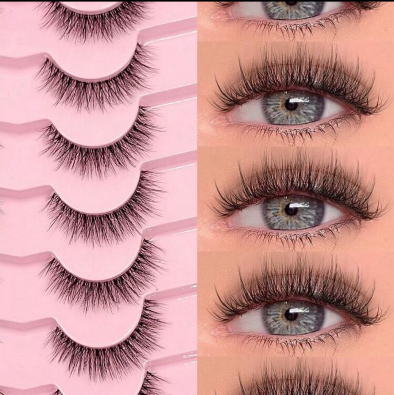 Y10427أزواج رموش منفوشة بخفة طبيعية شريط شفاف ولمسة هوائية