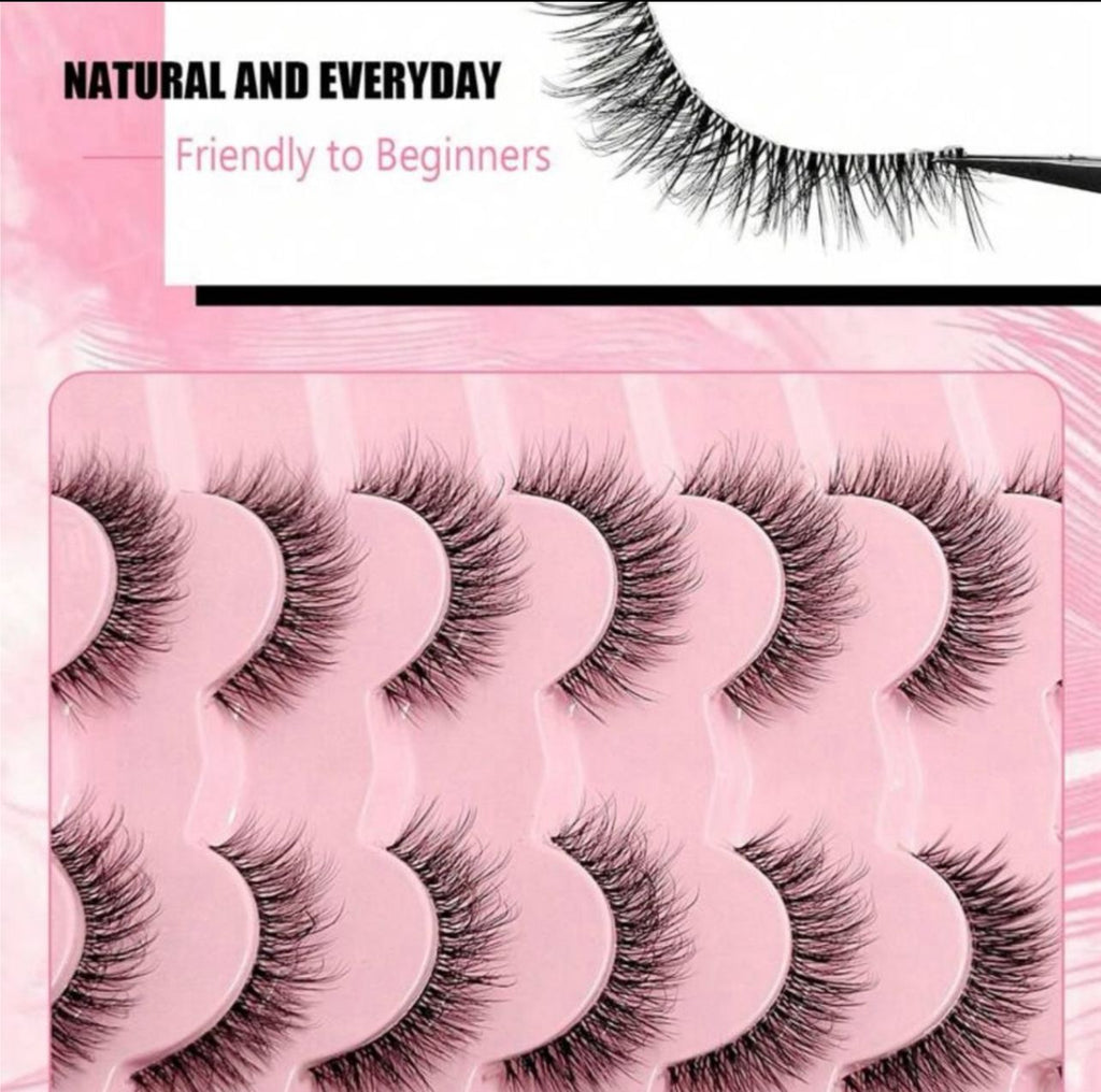 Y10427أزواج رموش منفوشة بخفة طبيعية شريط شفاف ولمسة هوائية